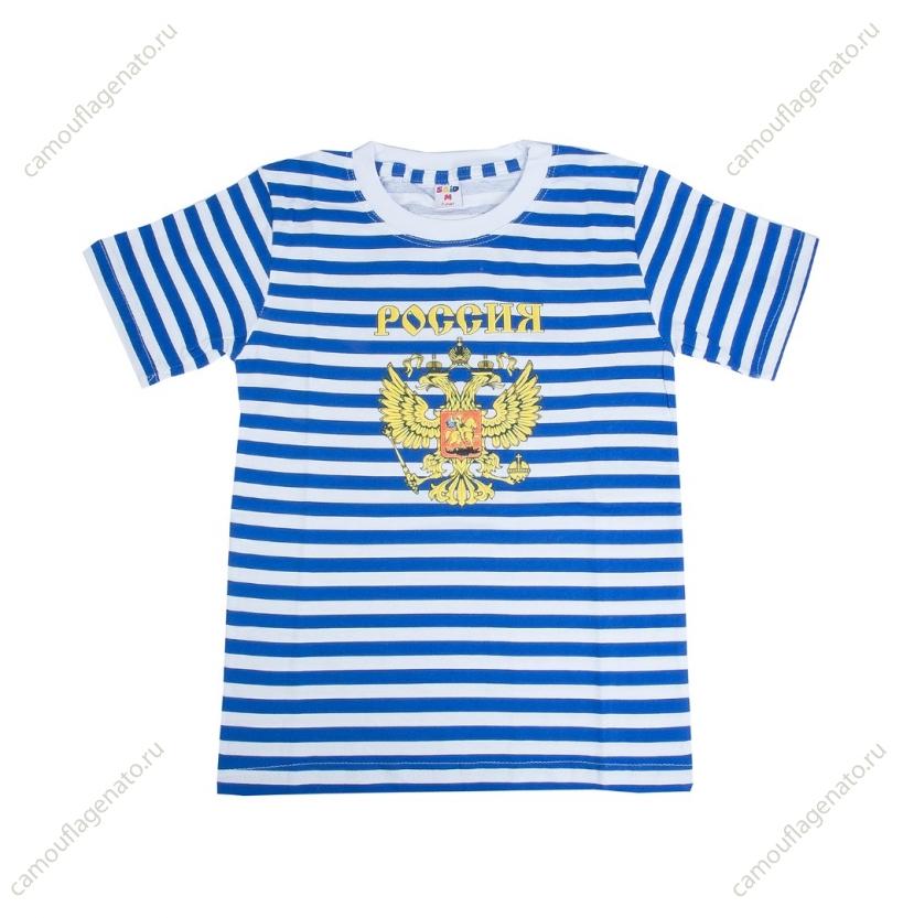 Детская футболка-тельняшка "Герб России" купить